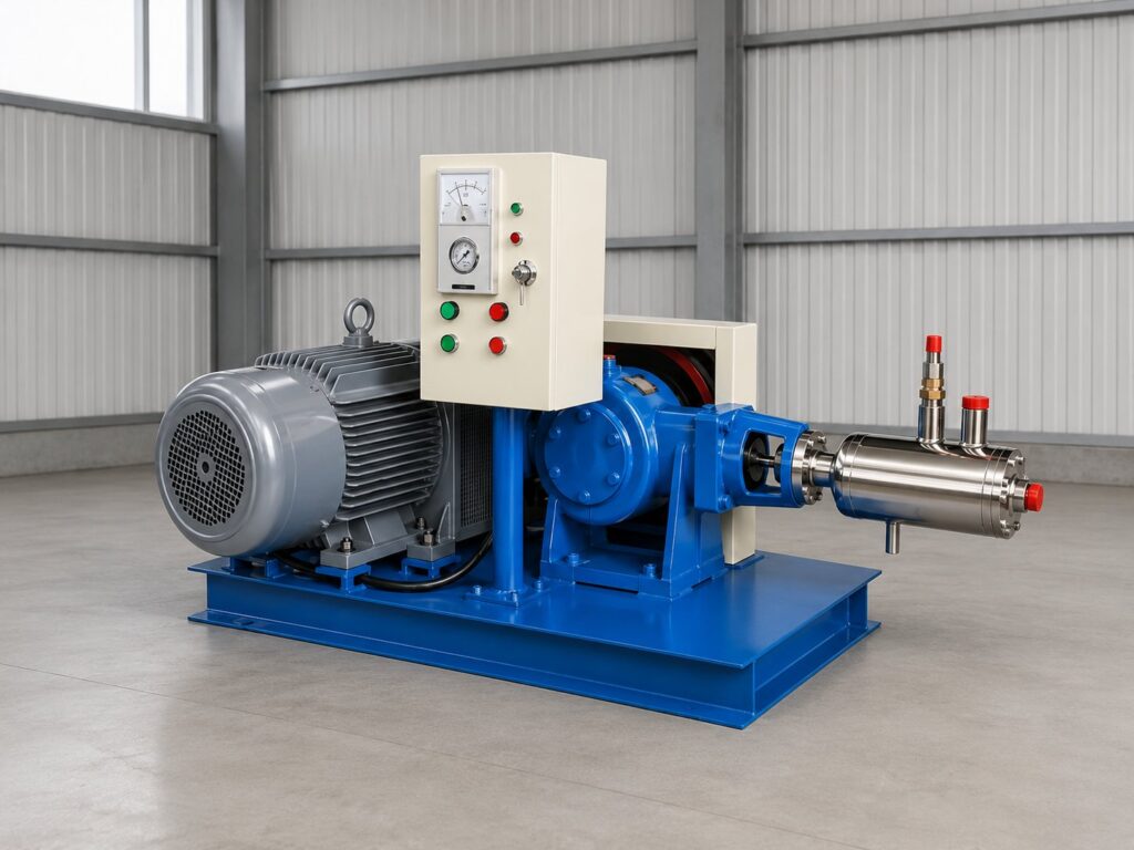 Cylinder filling pump side view