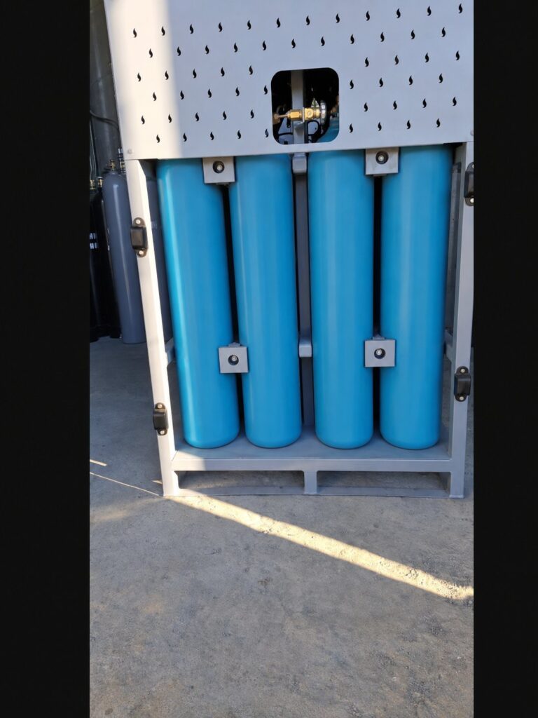 High pressure gas cylinder bundle in pallet frame