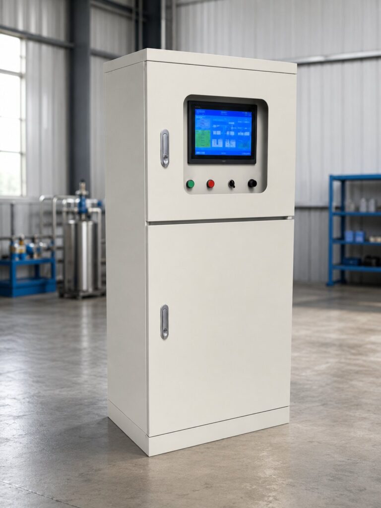 Gas mixing cabinet with PLC control