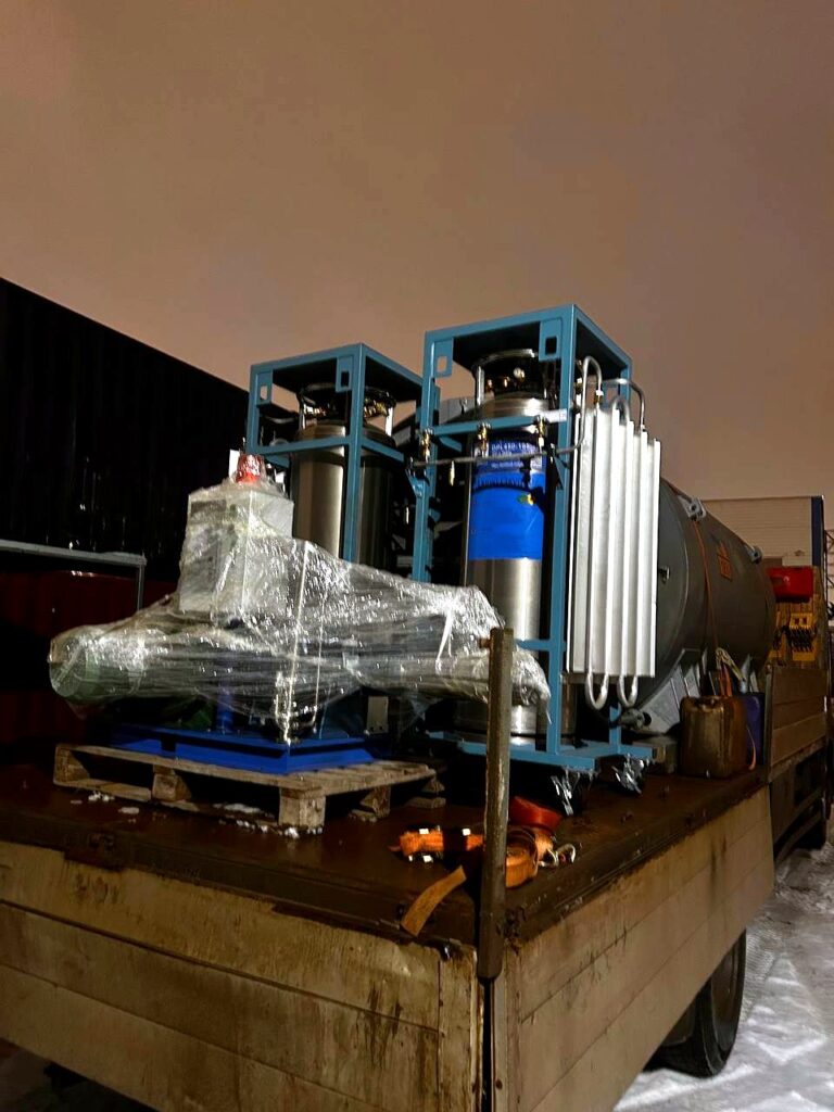 Cryogenic pump skid ready for shipment