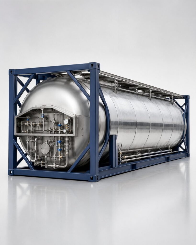 Cryogenic ISO tank container studio view